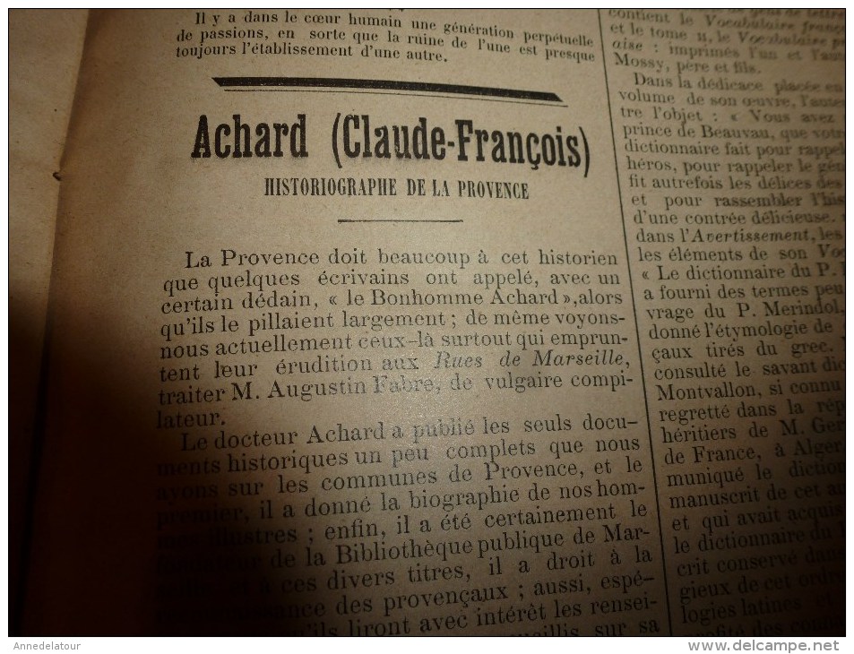 1894 Petites Annales de Provence ( CABASSE , Le château de Tarascon , Le vieillissement des vins par la lumière etc