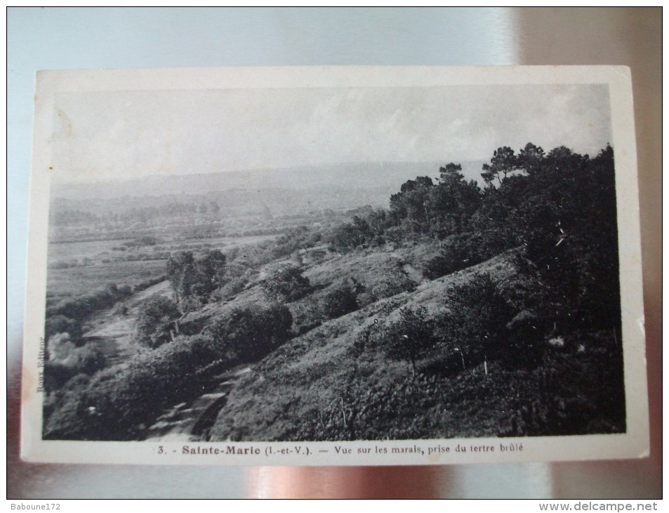 Carte Postale Sainte-Marie (35)  Vue Sur Les Marais ,prise Du Tertre Brulé Oblitérée 3 Timbres 10 Centimes - Autres & Non Classés