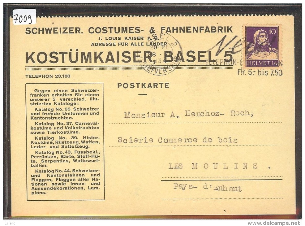 GRÖSSE 10x15 - BASEL - SCHWEIZ. COSTUMES & FAHNENFABRIK - TB - Basilea