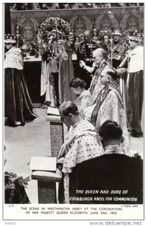 Queen Elizabeth II Coronation Westminster Abbey, UK Royalty, C1950s Vintage  Tuck #C3 Real Photo Postcard - Royal Families