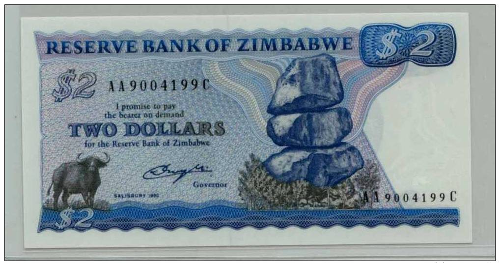 O.ZIMBABWE : 2 $  1980 (unc) - Zimbabwe