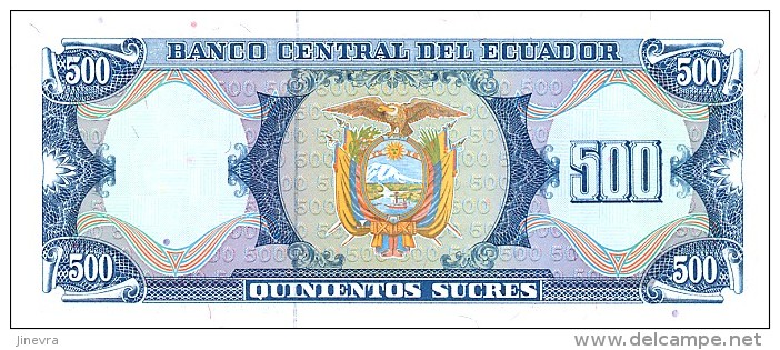 ECUADOR 500 SUCRES 1988 PICK 124A UNC - Ecuador