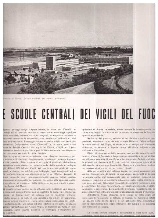 ARTICOLO SU VIGILI DEL FUOCO SCUOLA PROPAGANDA  DI GUERRA DA RIVISTA IL POPOLO D'ITALIA 1941 2GM WW2 - Pubblicitari