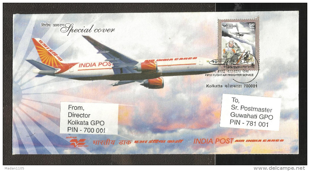 INDIA, 2007, SPECIAL COVER,   INDIA POST, Air India Special Cargo, Kolkata Cancelled - Lettres & Documents
