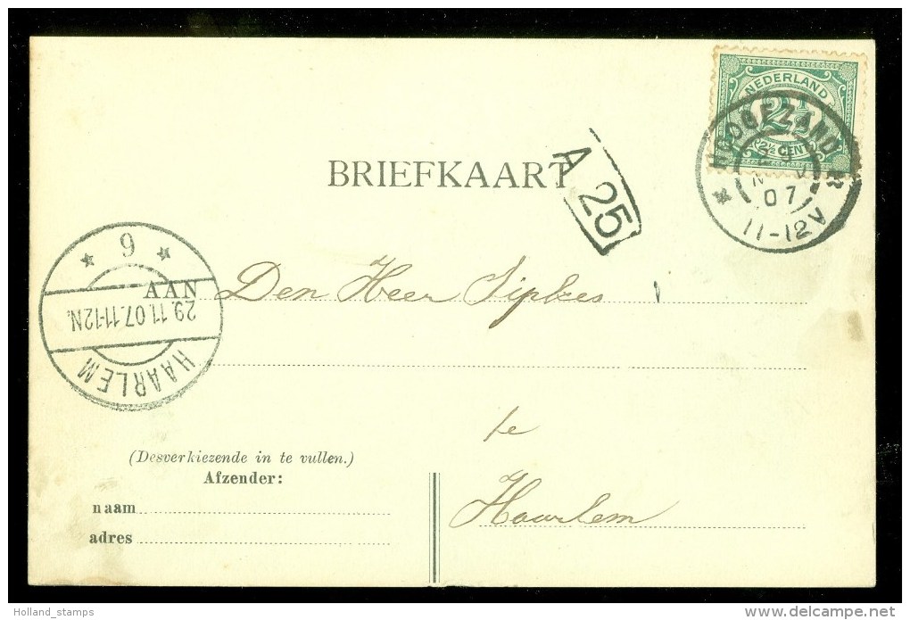 HANDGESCHREVEN BRIEFKAART Uit 1907 NVPH 55 Van HOOGEZAND Naar HAARLEM (9833j) - Brieven En Documenten