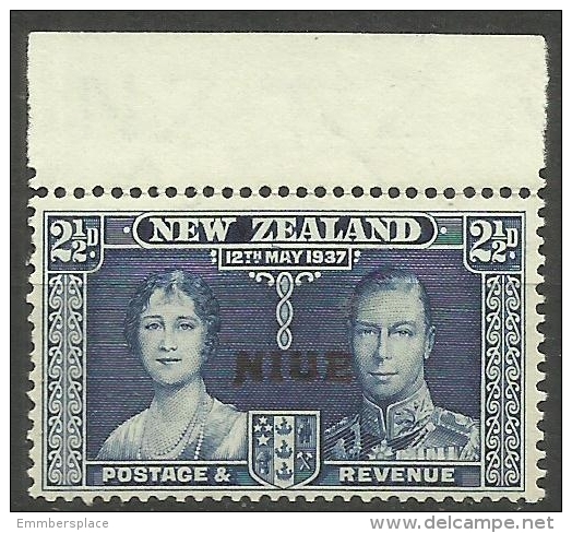 Niue - 1937 Coronation Overprint W/margin 2.5d MNH **  Sc 71 - Niue