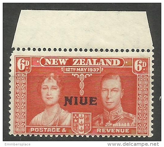 Niue - 1937 Coronation Overprint W/margin 6d MNH **  Sc 72 - Niue