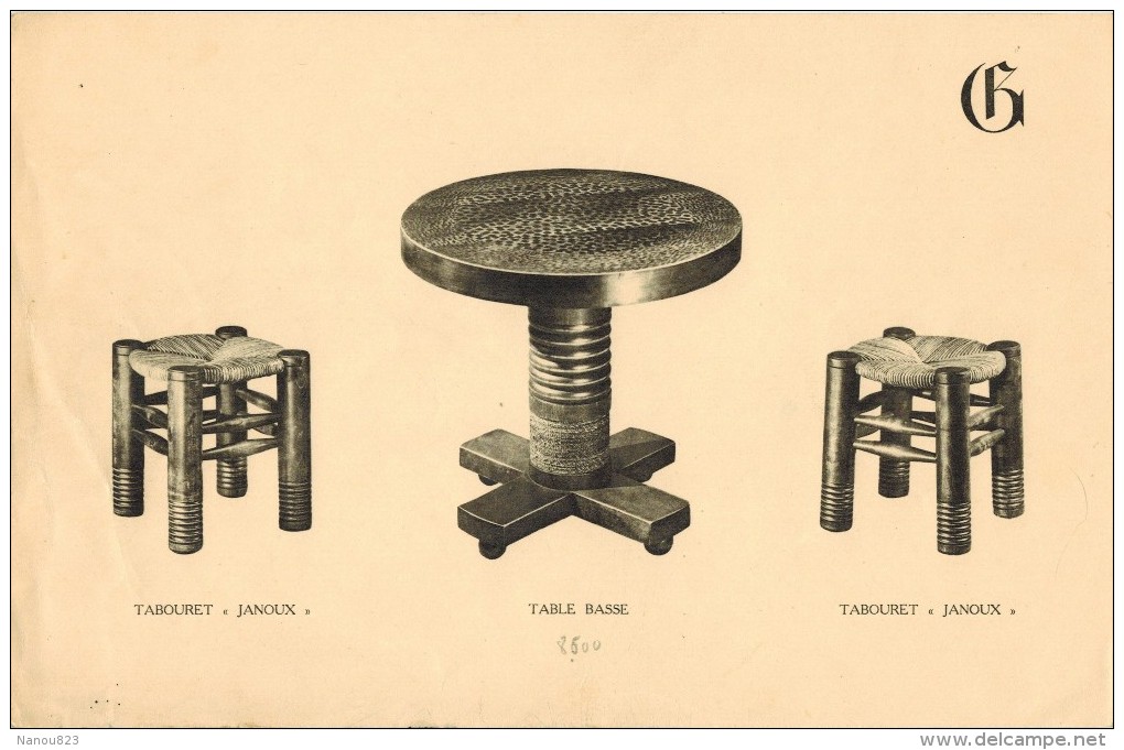 LYON Manufacture GARDET 17 planches Anciennes Mobilier Néo Rustique Lampadaire Liseuse Table Sièges Gibel Janoux