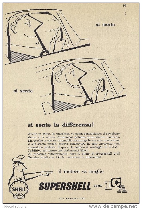 # ROYAL DUTCH SHELL OIL 1950s Car Italy Advert Pub Pubblicità Reklame Huile Olio Aceite Ol Supershell - Andere & Zonder Classificatie