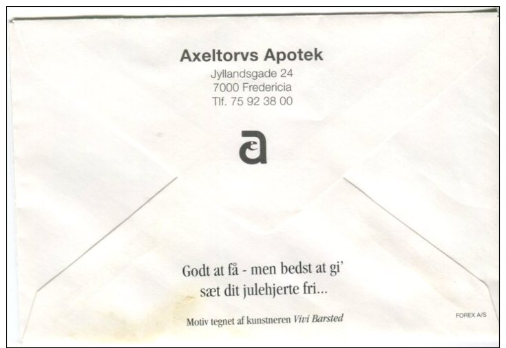 Pharmacy Prescription Envelope Axeltorvs Apotek Fredericia DK,  Santa - Advertising