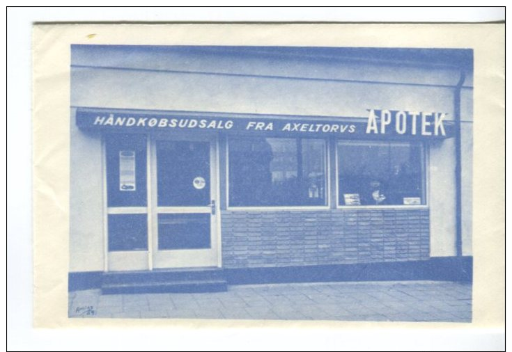 Pharmacy Prescription Envelope Axeltorvs Apotek Fredericia DK,  View Of Shop - Advertising