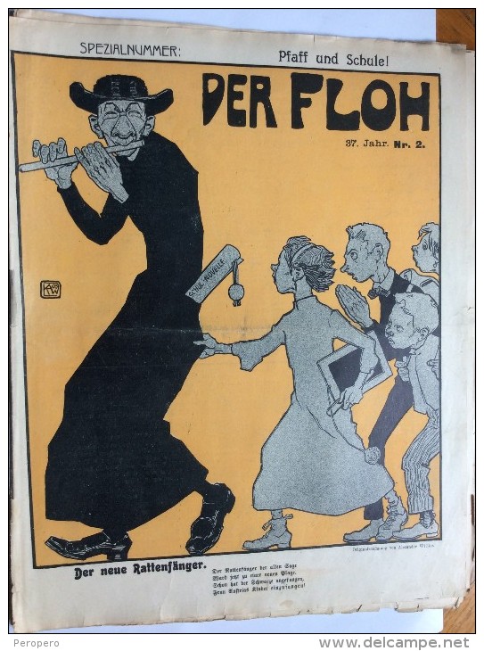 OLD MAGAZINE  " DER FLOH "    FRONT COVER  ILLUSTRATED :  ALEXANDER WILKE - Gesigneerde Boeken