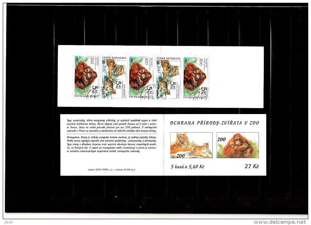 2 Carnets MH 99 Et  MH 101 Oblitérés ( YT 281/284)  Zoo De Prague : Fennec Panda Tigre Ourang-Outan - Oblitérés