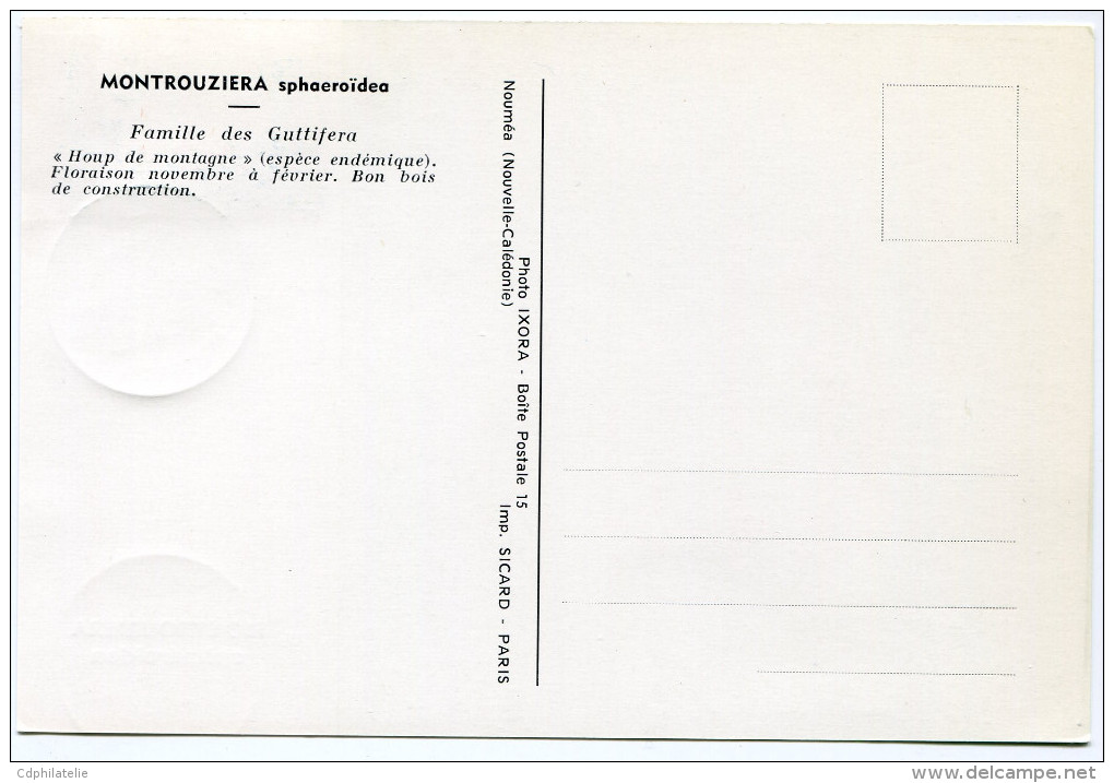 NOUVELLE-CALEDONIE CARTE- MAXIMUM DU N°319  7F MONTROUZIERA... OBLITERATION 1er JOUR NOUMEA 22 OCT. 64 - Maximumkaarten