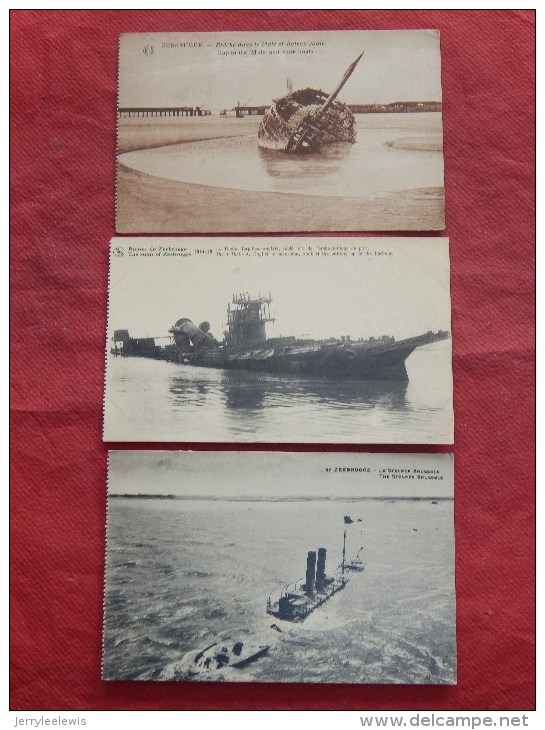 ZEEBRUGGE - ZEEBRUGES -  3 Postkaarten : Ruïnes Van Zeebrugge Na Oorlog 1914-1918 - Zeebrugge