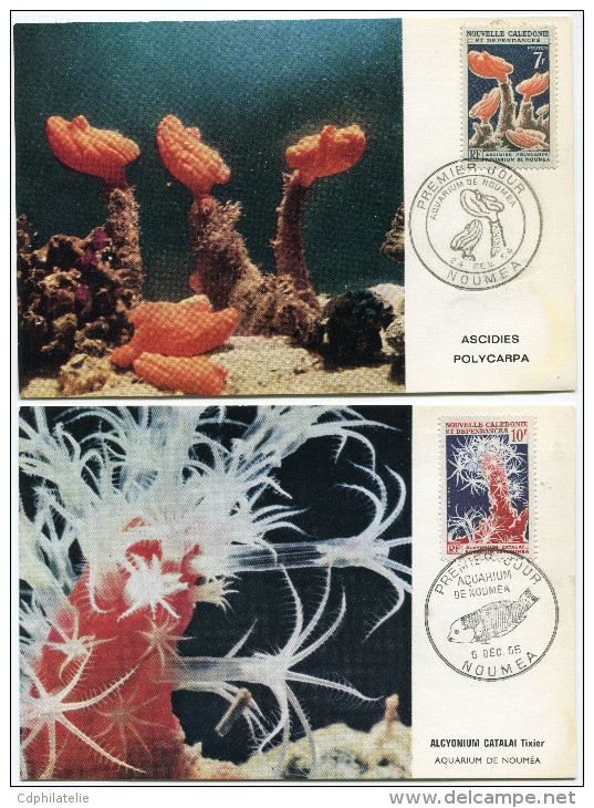 NOUVELLE-CALEDONIE CARTES- MAXIMUM DES N°322/324 AQUARIUM DE NOUMEA  OBLITERATION 1er JOUR NOUMEA  24 FEV. 64 - Maximumkarten