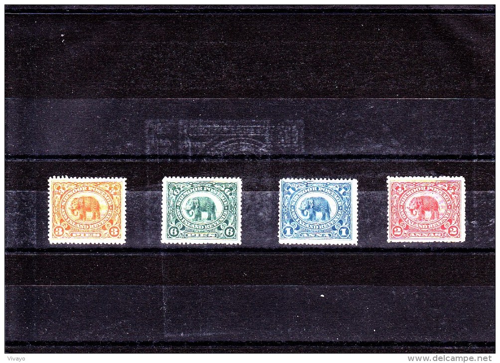 INDIA - SIRMOOR - SIRMUR - 1895/9 - */MLH - ELEFANT - ELEPHANT - Mi. 8,9,10,11 - Sirmur