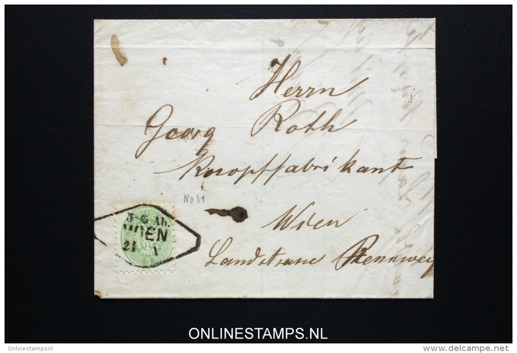 Österreich: 1866 Complete Letter Mi Nr 31 Wien (Cancel!) - Briefe U. Dokumente