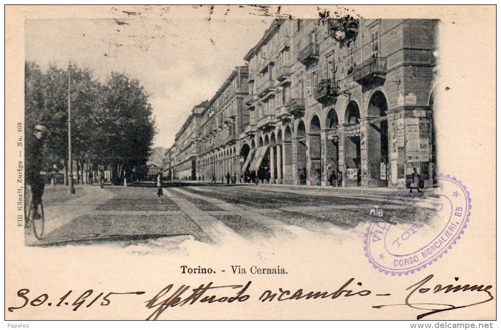 1915 TORINO VIA CERNAIA - Altri Monumenti, Edifici