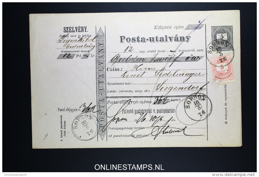 Ungarn Post-Begleitadresse 1876 - Interi Postali