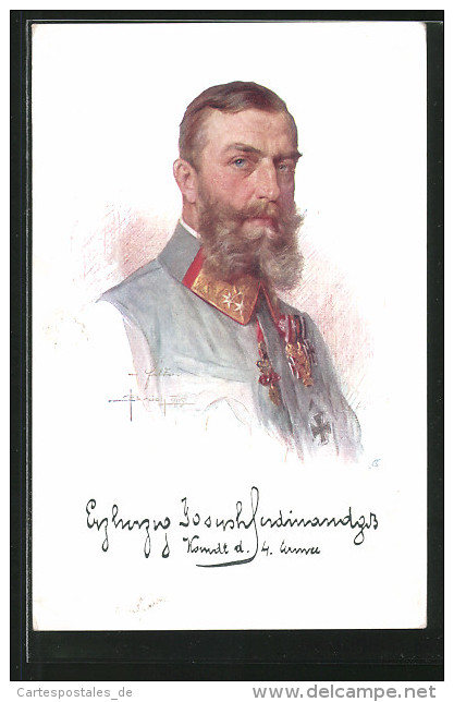 Künstler-AK Porträt Erzherzog Joseph Ferdinandez Von Österreich In Uniform, OB Der 4. Armee - Königshäuser