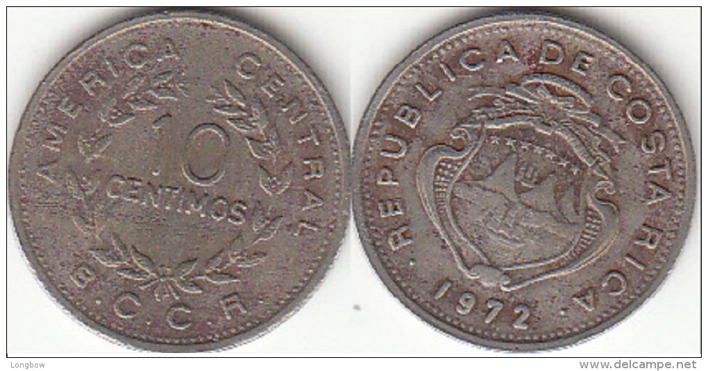 Costa Rica 10 Céntimos 1972 Km#185.2 - Used - Costa Rica