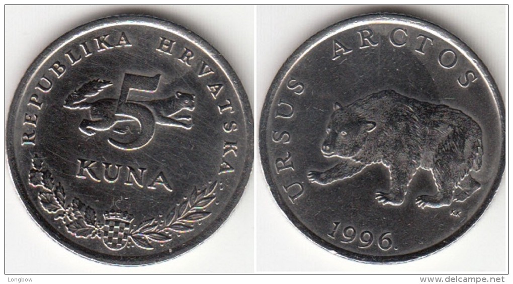 Croazia 5 Kuna 1996 (Mrki Medvjed) Km#11 - Used - Croazia