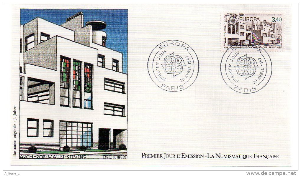 REF X8 FDC First Day Cover Enveloppe 1er Jour Europa 1987 Rob Mallet Stevens - 1980-1989