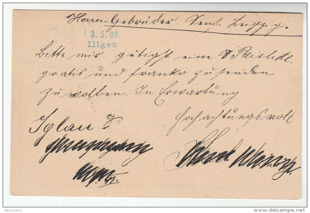 1909 ILLGEN Postal STATIONERY CARD Austria Stamps Cover - Other & Unclassified