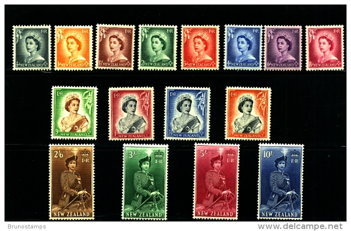 NEW ZEALAND - 1953  DEFINITIVE QUEEN ELISABETH  SET  MINT - Unused Stamps