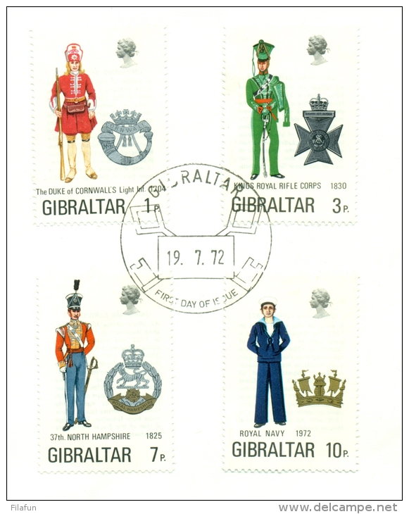 Gibraltar - 1972 - Uniforms On 1st Day Cover - Gibraltar