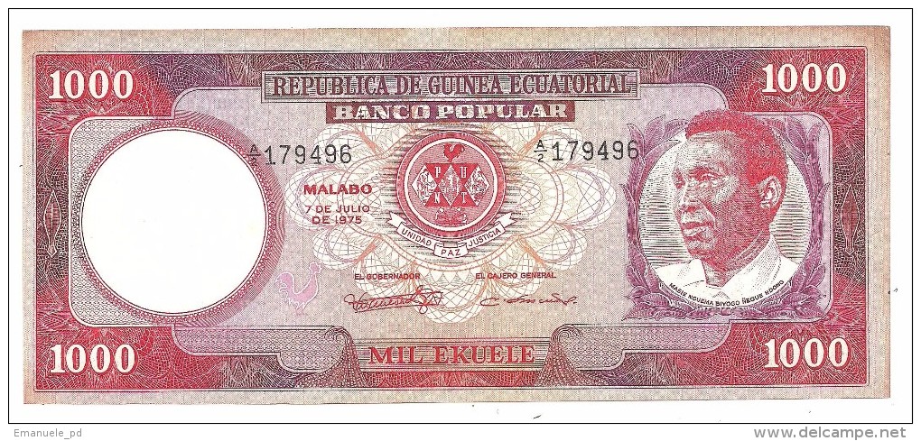 Equatorial Guinea 1000 Ekuele AUNC 1975 .H. - Equatorial Guinea