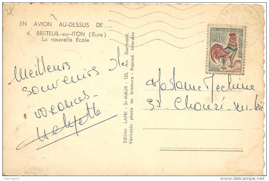 CPA-1955-27-BRETEUILsur ITON-La NOUVELLE ECOLE-EN AVION Au DESSUS-BE - Breteuil