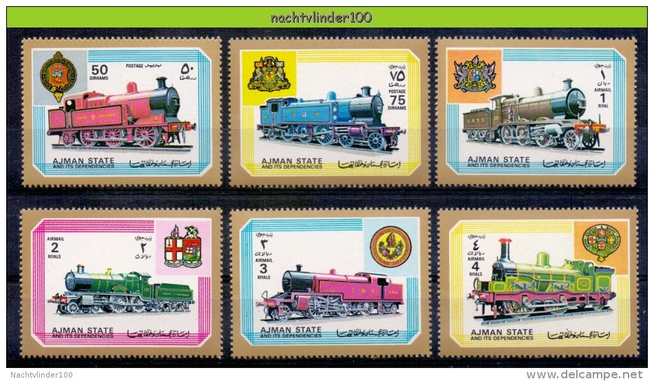 Mwm088 TRANSPORT TREINEN TRAIN ZUG STOOMLOKOMOTIEVEN STEAMERS LOCOMOTIVES EISENBAHN AJMAN 1972 PF/MNH - Treinen