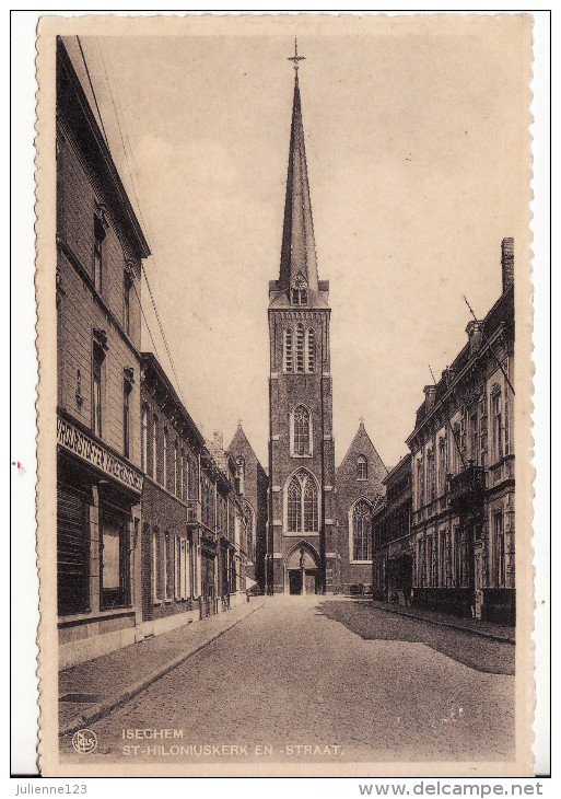 ISEGHEM.-ST.HILONIUSKERK EN STRAAT.-KOOPJE - Izegem