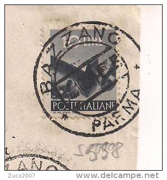 DEMOCRATICA £.10 ARDESIA, S558, ISOLATO IN TARIFFA  LETTERA, 1947, TIMBRO POSTE BAZZANO, NEVIANO DEGLI ARDUINI, PARMA, - 1946-60: Poststempel