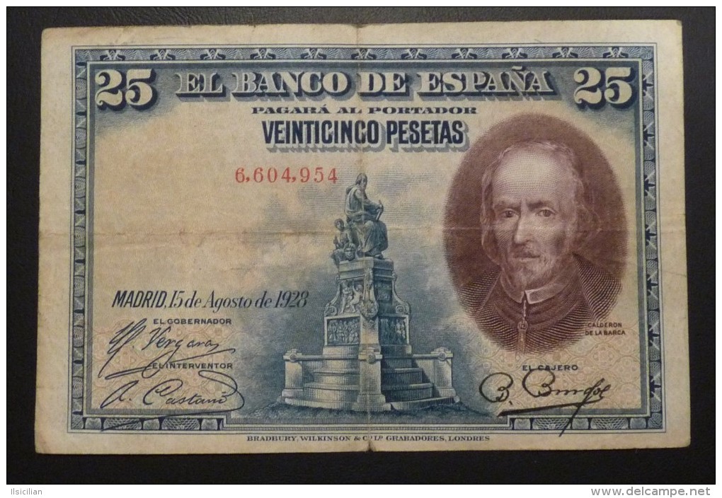 Billet 25 Pesetas Espagne 1928 (sans Lettre Préfixe) - 1-2-5-25 Pesetas