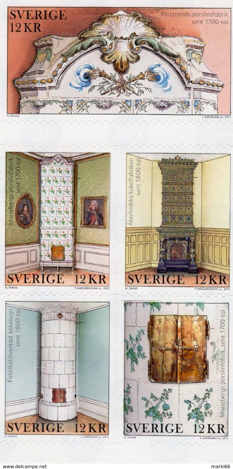 Sweden - 2013 - Tile Stoves - Mint Self-adhesive Stamp Booklet - Unused Stamps