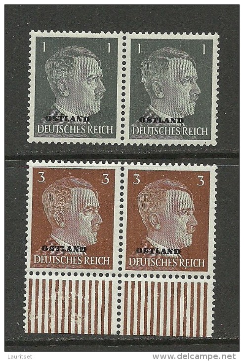 ESTLAND Estonia 1941 Ostland Michel 1 - 2 In Pair MNH - Occupation 1938-45