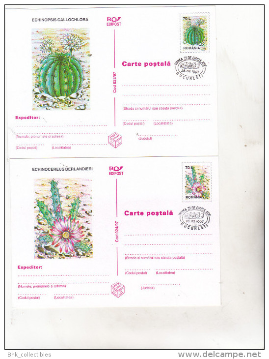 Romania 1997 Uncirculated Set Of 6 Postcards  -  Cactusses - First Day Cancelation - Cactus