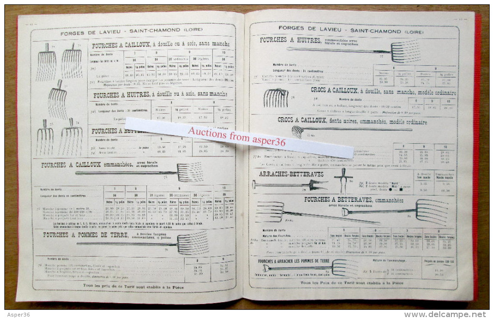 catalogue "Outils d'agriculture, Forges de Lavieu, anciens ets Thoulieux, Saint-Chamond (Loire)