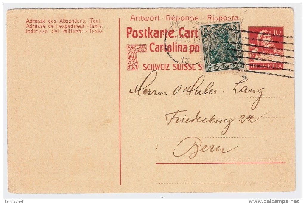 Schweiz, 1919, DR Auf Antwort-GA, Zulässige Mischfrankatur ! R! , #2909 - Covers & Documents