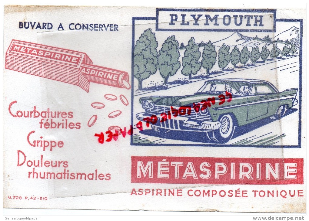 BUVARD METASPIRINE- ASPIRINE- PHARMACIE- VOITURE PLYMOUTH - Macchina