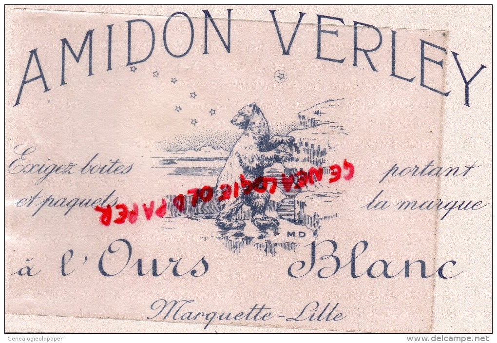 59 - LILLE - MARQUETTE - BUVARD AMIDON VERLEY - OURS BLANC - - A