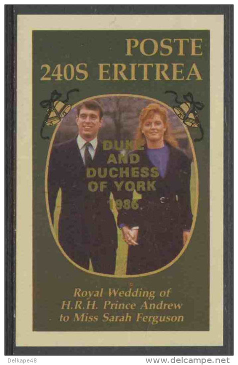 Eritrea 1986 (not Official ?) Royal Wedding Prince Andrew And Miss Sarah Ferguson – 23 July 1986 / Hochzeit - Eritrea