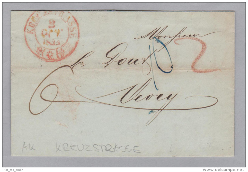 Heimat AG KREUZSTRASSE 1845-10-03 Rot Brief Nach Vevey - ...-1845 Vorphilatelie