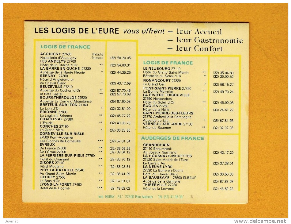 Beaumesnil 27 - Logis De France - Chambre De Commerce - Carton Publicitaire - Beaumesnil
