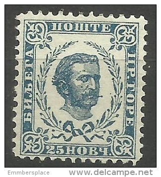 Montenegro - 1898 Prince Nicholas I 25n Blue-green MLH *.  Sc 40 - Montenegro