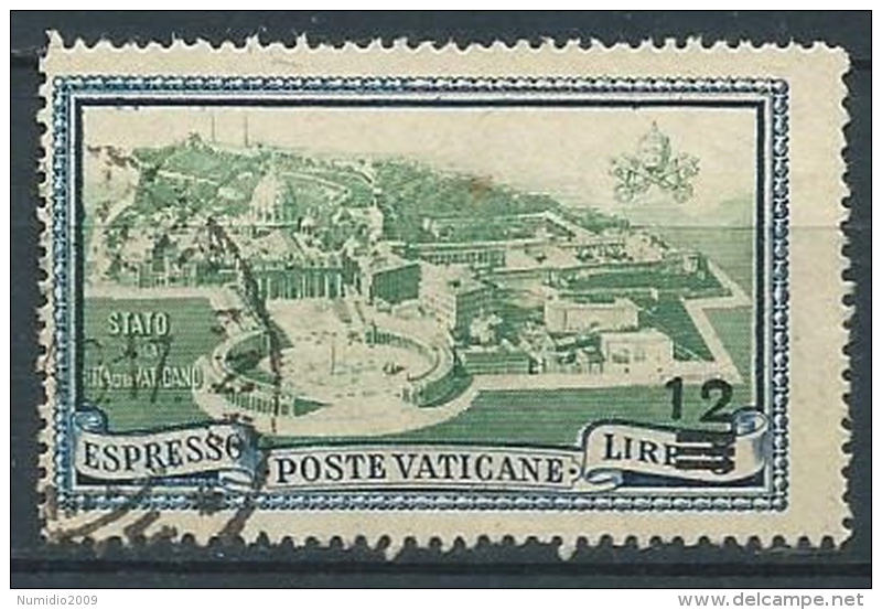 1945-47 VATICANO USATO ESPRESSO MEDAGLIONCINI SOPRASTAMPATO 12 LIRE - X8 - Priority Mail