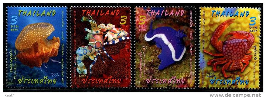 THAÏLANDE 2015 - Faune Marine, émission Conjointe Avec La Malaisie - 4 Val Neufs // Mnh - Thailand